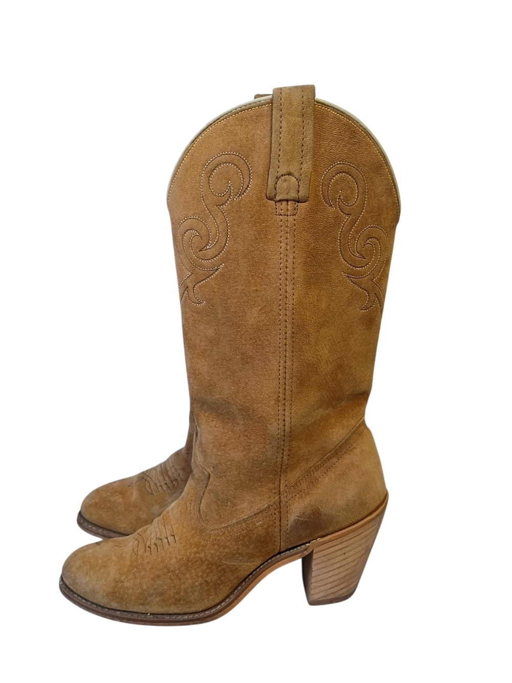 Vintage 70? Dingo Style Honey Color Suede Cowboy Boots Cowgirl Boots Perfectly B